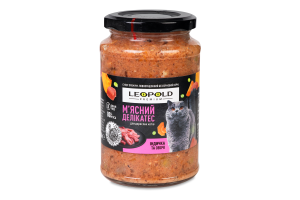 Корм д/котів М'ясний делікатес Преміум беззерновий з індичкою та овочами 400г твіст/б Леопольд