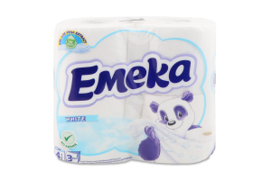 Папір туалетний 3-х шаровий White Emeka 4шт