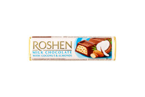 Батон молочно-шоколадний з мигдалем та кокосовою начинкою Roshen м/у 38г