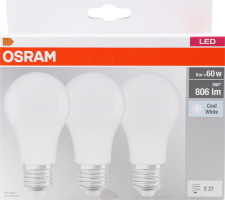 Лампа світлодіодна 8,5W 230V 4000К E27 BASECLA60 3шт Осрам