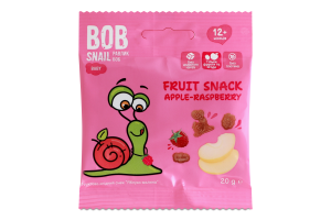 Снек фруктово-ягодный для детей от 12мес Apple-raspberry Baby Bob Snail м/у 20г