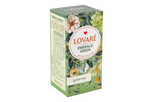Бленд чаю зеленого та улуна байхового дрібного Emerald green Lovare к/у 24х1.5г