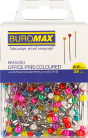 Шпильки канцелярские цветные 34мм №BM.5250 Buromax 200шт