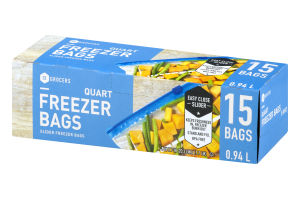 SE Grocers Slider Freezer Bags Quart - 15 CT