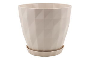 Вазон д/квітів Кристал 1,15л бежевий з підставкою Серінова