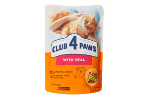 Корм сухий повнораціонний для дорослих котів З телятиною Premium Club 4 Paws д/п 900г