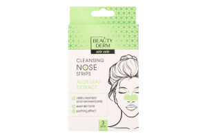 Смужки для носу очищаючі з екстрактом алое вера Beautyderm 3шт
