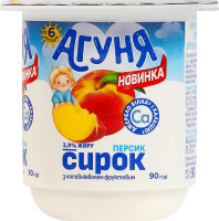 Творожок 3.9% для детей от 6мес с наполнителем фруктовым Персик Агуня ст 90г