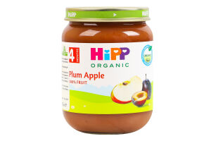 Пюре фруктовое для детей от 4мес пастеризованное Слива-яблоко Organic Hipp с/б 125г