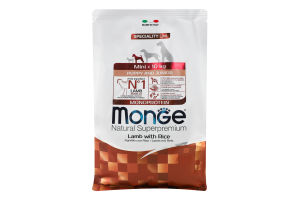 Корм сухой полнорационный для щенков мелких пород с ягненком и рисом Monoprotein Natural superpremium Monge м/у 800г