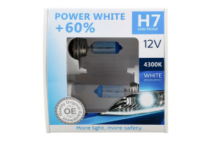 Лампа галогенова Power White H7 12V 55W 4300K 2шт Brevia