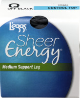 L'eggs Sheer Energy Medium Support Leg Control Top Off Black Q