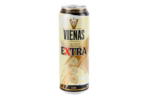 Пиво 588мл 5.2% світле фільтроване пастеризоване Extra Vienas з/б