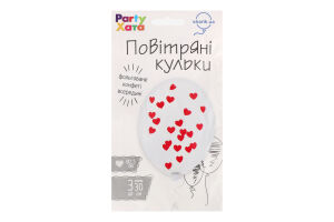 Кулька латексна Серця червоні з конфеті 3шт 1111-5581 Паті Хата