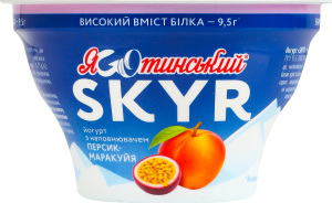 Йогурт 1.8% высокое содержание белка с фруктовым наполнителем Персик-маракуйя Skyr Яготинский ст 140г