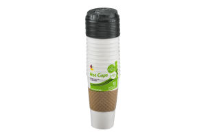 Ahold Hot Cups With Lids & Sleeves - 12 CT