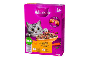 Корм сухой полнорационный для взрослых котов с курицей Whiskas к/у 300г