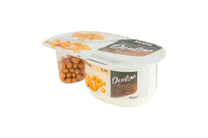 Йогурт 6.3% десертный 91г с хрустящими шариками со вкусом соленой карамели 8г Fantasia Деліссімо ст 99г