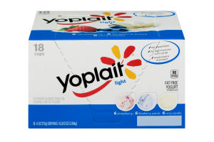 Yoplait Light Fat Free Yogurt Strawberry, Blueberry Patch, Very Vanilla - 18 CT