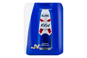 Пиво спеціальне 4х500мл 4.8% світле пшеничне пастеризоване Blanc Kronenbourg 1664 м/у