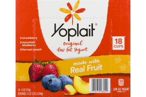 Yoplait Original Low Fat Yogurt Strawberry, Mountain Blueberry, Harvest Peach - 18 CT