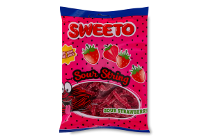 Цукерки желейні кислі стрічки Полуниця Sweeto м/у 80г