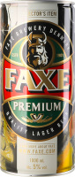 Пиво 1л 5% світле фільтроване пастеризоване Premium Faxe з/б