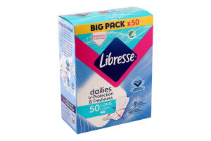 Прокладки ежедневные гигиенические поглощающие Long Dailies V-Protection&Freshness Libresse 50шт