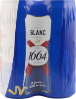 Пиво спеціальне 4х330мл 4.8% пшеничне світле пастеризоване Blanc Kronenbourg 1664 м/у