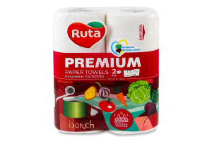 Рушники паперові 2-х шарові 120 листів Premium Ruta 2шт