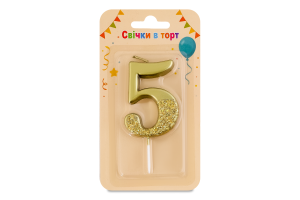 Свеча-цифра в торт 5 Металлик Festa (Guangzhou) Co. Ltd 1шт