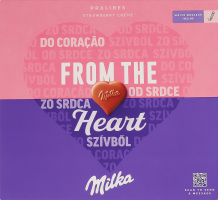 Цукерки з кремово-полуничною начинкою в молочному шоколаді Heart Milka к/у 5х22г