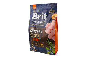 Корм сухой для собак всех пород с высокими затратами энергии с курицей Sport Premium by nature Brit м/у 3кг