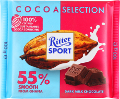 Шоколад молоч Ritter Sport Extra Cocoa 55% какао ^