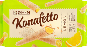 Трубочки вафельные с лимонной начинкой Konaretto Roshen м/у 140г