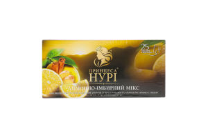 Чай черный байховый мелкий с кусочками и ароматом лимона и имбиря Лимонно-имбирный микс Принцесса Нури к/у 25х1.5г