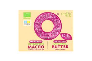 Масло солодковершкове 82.6% безлактозне органічне Organic Milk м/у 180г