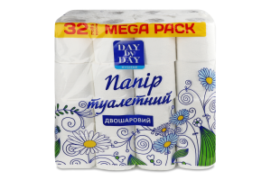 Папір туалетний 2-х шаровий Day by Day 32шт