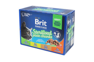 Корм д/стерилізованих котів Стерильна тарілка 4смаки 12*100г пауч Бріт Преміум