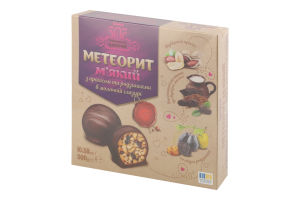 Цукерки Метеорит з арахісом та родзинками в молочній глазурі 300г Рівненські цукерки