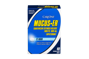 CareOne Mucus-ER Expectorant 12 Hour Tablets 600 mg - 40 CT