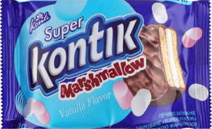 Печиво затяжне глазуроване з начинкою маршмелоу Super Kontik м/у 30г