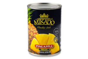 Ананас в сиропі шматочками Mikado з/б 565г