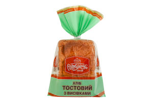 Хліб половинка в нарізці із пшеничного борошна формовий Тостовий з висівками Рум'янець м/у 350г