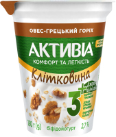 Бифидойогурт 2.7% с бифидобактериями Actiregularis с наполнителем Овес-грецкий орех Активіа ст 260г