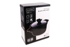 Каструля Black Pro New 2,7л алюміній антипригарне покриття з кришкою d20см Lessner