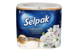 Бумага туалетная 3-х слойная Cotton Enriched Deluxe Selpak 4шт