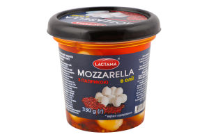 Сир Mozzarella мікро з паприкою в олії 45% 330г стакан Lactama