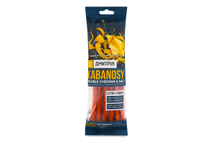 Снеки з м'яса птиці з додаванням сиру Чеддер Double Cheddar&Salt Kabanosy Дмитрук в/к м/у 80г