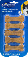 Companion Dog Rawhide Bones Chicken Compressed - 5 CT